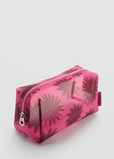 Mango Printed Transparent Toiletry Bag Fuchsia