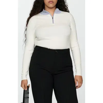 Mango Quarter Zip Sweater In Ecru