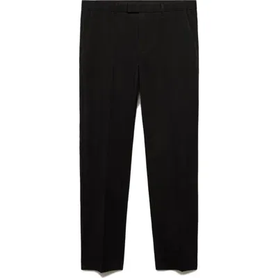 Mango Regular Fit Cotton Blend Dress Pants In Black