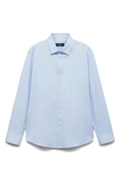 Mango Regular Fit Cotton Button-up Shirt In Sky Blue