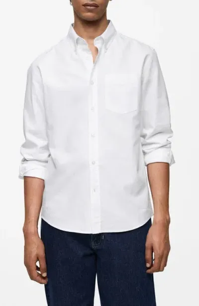 Mango Regular Fit Oxford Button-down Shirt In White