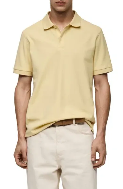 Mango Relaxed Cotton Piqué Knit Polo In Pastel Yellow