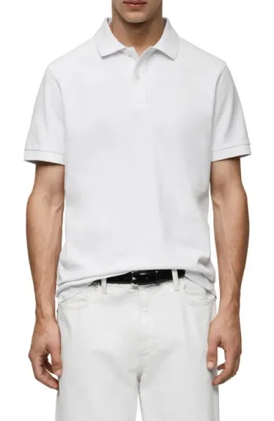 Mango Relaxed Cotton Piqué Knit Polo In White