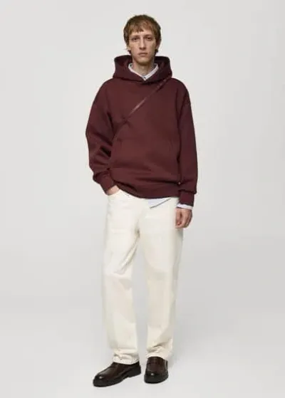 Mango Sweat-shirt Capuche Regular-fit In Bordeaux