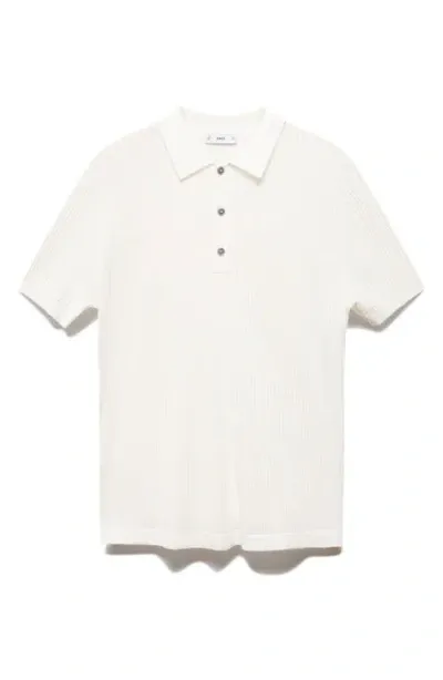 Mango Rib Knit Polo In Off White