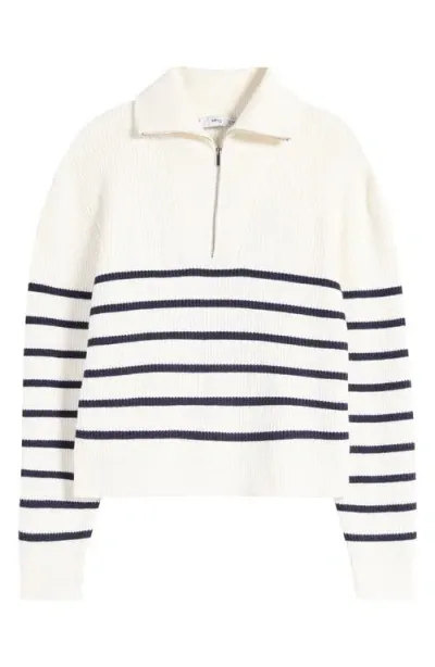 Mango Rizoni Stripe Half Zip Sweater In Navy