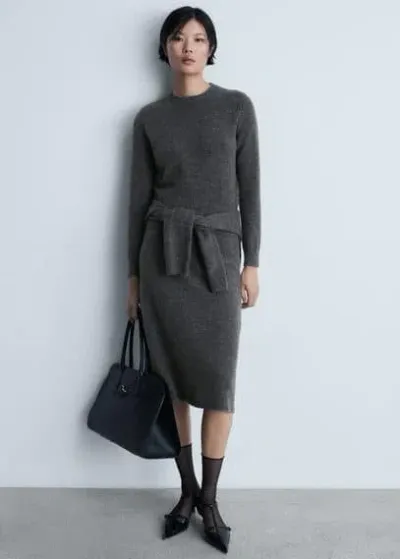 Mango Round-neck Knitted Sweater Grey