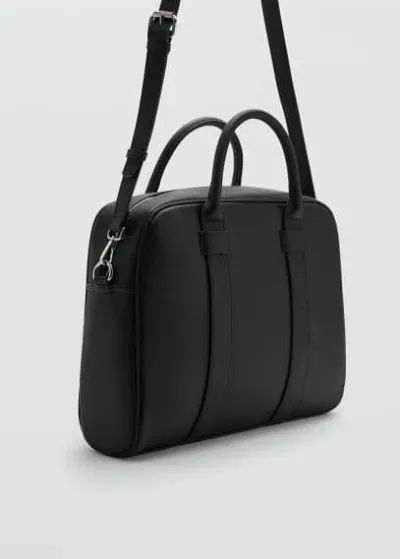 Mango Leather-effect Briefcase Black In Noir