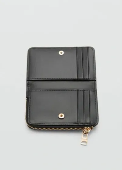 Mango Saffiano-effect Wallet Black