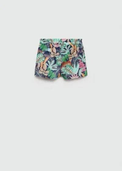 Mango Kids' Tropical-print Shorts Dark Navy In Blue