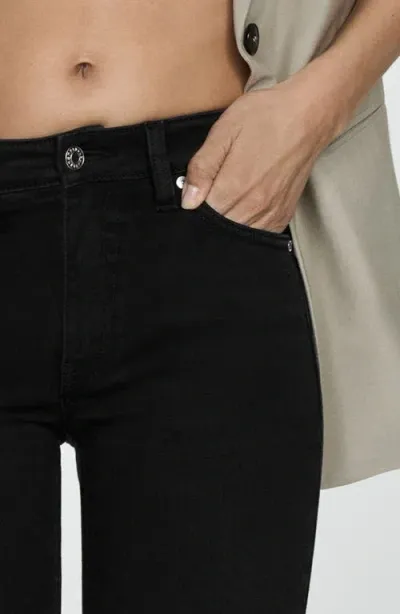 Mango Sienna Raw Hem Crop Flare Jeans In Black Denim