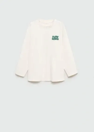 Mango T-shirt In Blanc Cassé