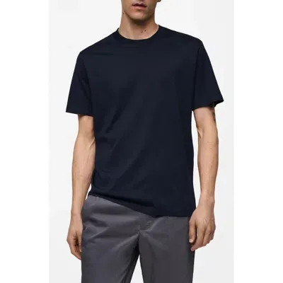 Mango Slim Fit Cotton T-shirt In Navy