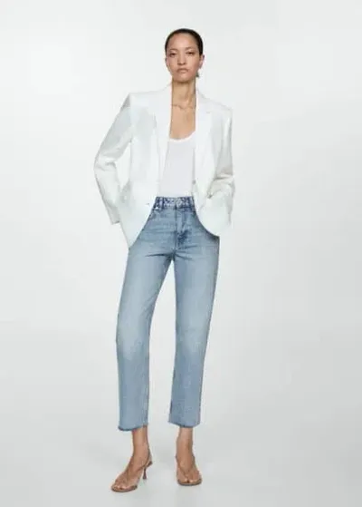 Mango Straight-fit Cropped Jeans Medium Blue