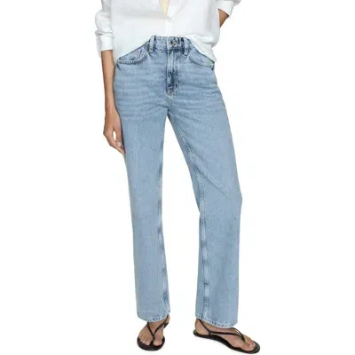 Mango Straight Leg Jeans In Medium Blue