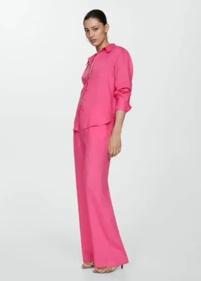 Mango Straight Lyocell Trousers Pink