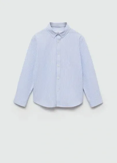 Mango Striped Oxford Shirt Sky Blue In Bleu Ciel