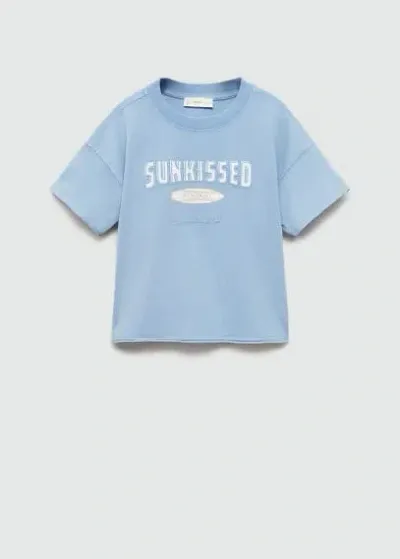 Mango Kids' T-shirt In Bleu Porcelaine