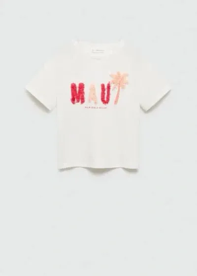 Mango Kids' Printed Cotton-blend T-shirt Off White In Blanc Cassé