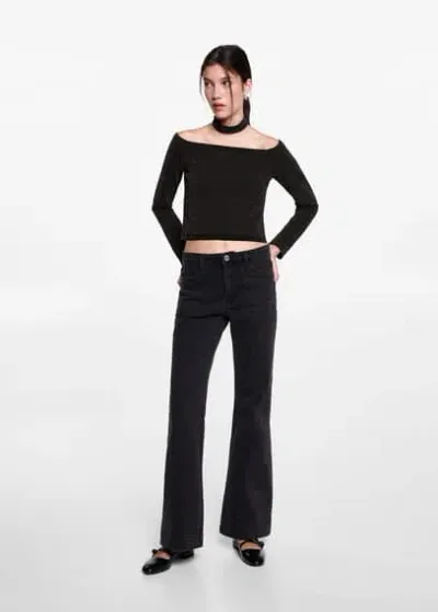 Mango Teen Choker Lurex Top Black