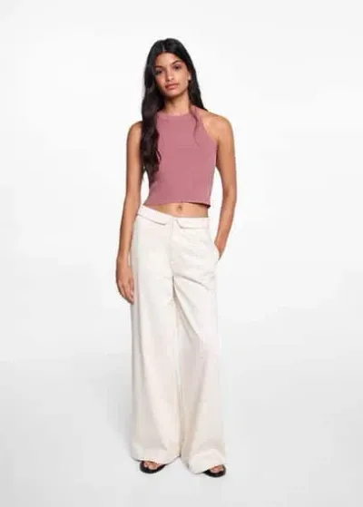 Mango Teen Cotton-blend Top Cropped Pastel Pink