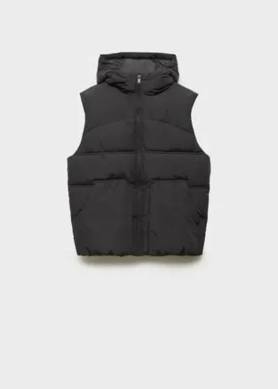 Mango Teen Quilted Gilet With Hood Charcoal