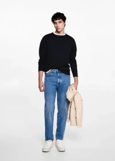 Mango Teen Round-neck Knitted Sweater Blue