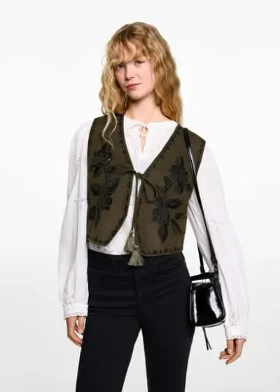 Mango Teen Waistcoat Forest Green