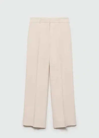 Mango Trousers Ecru In Sand