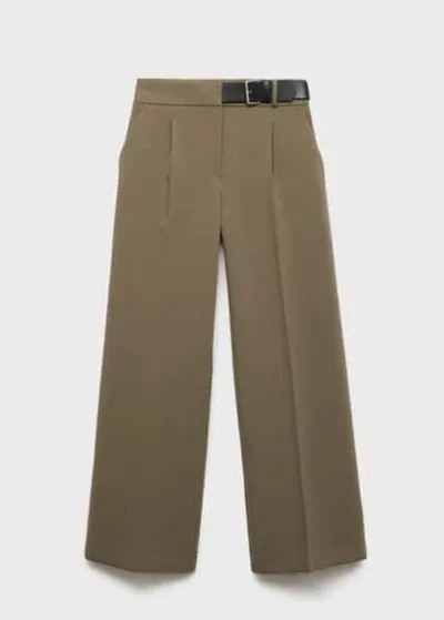 Mango Trousers Khaki