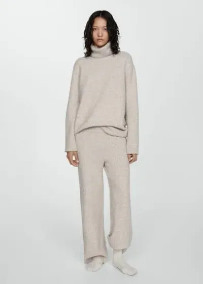 Mango Turtleneck Knit Sweater Light/pastel Brown