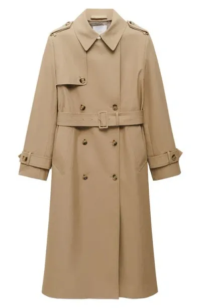 Mango Water Repellent Double Breasted Trench Coat In Beige