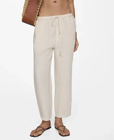 Mango Women's 100% Linen Jogger Trousers In Ecru