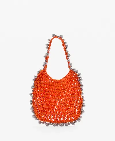 Mango Women's Beaded Shopper Bag In Orange