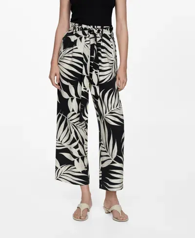 Mango Women's Bow Printed Pants In Black