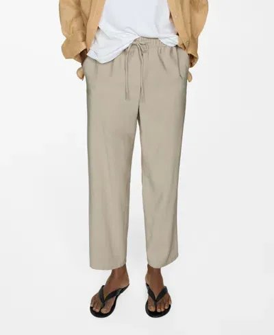 Mango Women's Drawstring Jogger Trousers In Beige