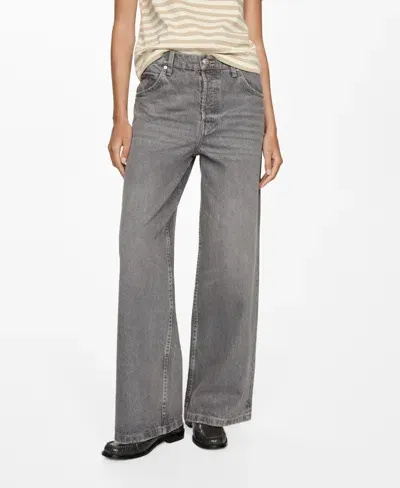 Mango Women's Loose Mid-rise Wide Leg Jeans In Denim Gray