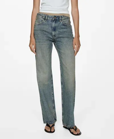 Mango Women's Mid-rise Straight Jeans In Medium Blue