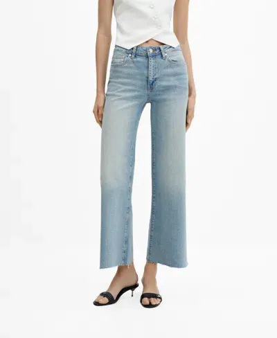 Mango Wideleg Mid-rise Jeans Light Blue