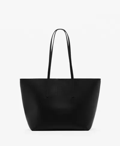 Mango Women's Pebbled Effect Shopper Bag In Black