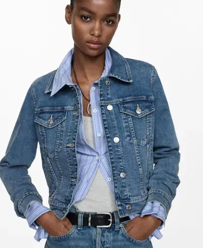 Mango Women's Pocketed Denim Jacket In Medium Blue