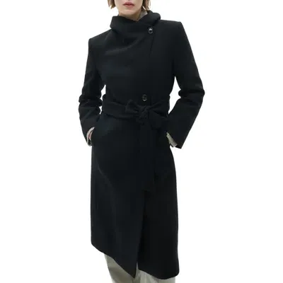 Mango Wool Blend Coat In Black