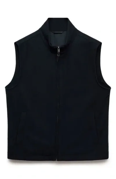 Mango Wool Blend Zip Vest In Dark Navy