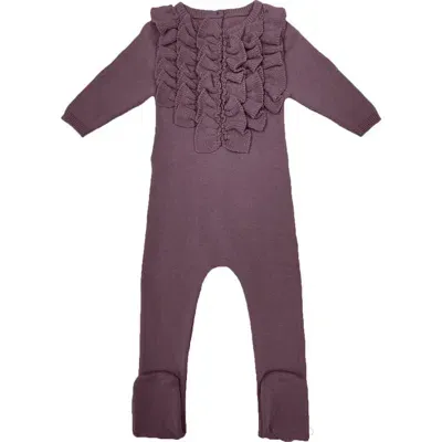 Maniere Babies' Manière Ruffle Footie In Berry