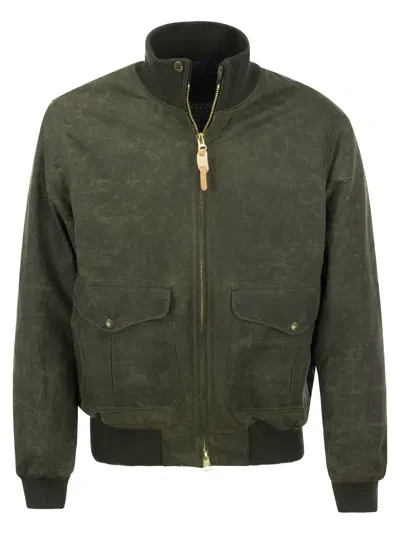 Manifattura Ceccarelli Water-repellent Cotton Bomber Jacket In Green