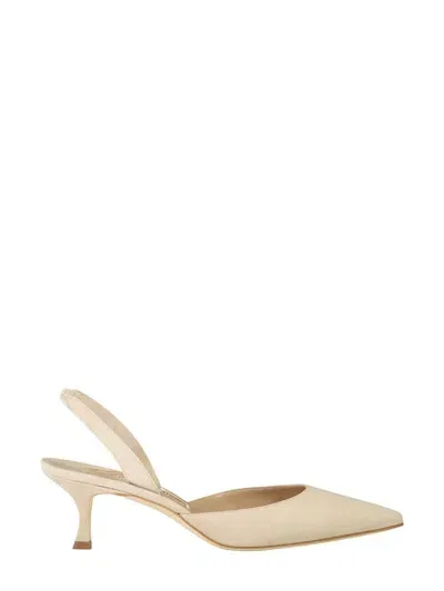 Manolo Blahnik 50mm Carolyne Pumps In Beige