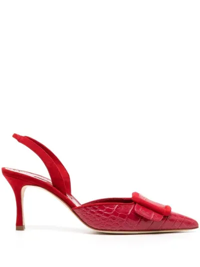 Manolo Blahnik 70mm Mayslibi Slingback Pumps In Red