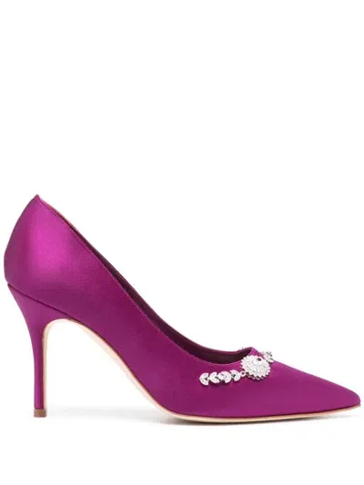 Manolo Blahnik 90mm Lamikpump Pumps In Pink