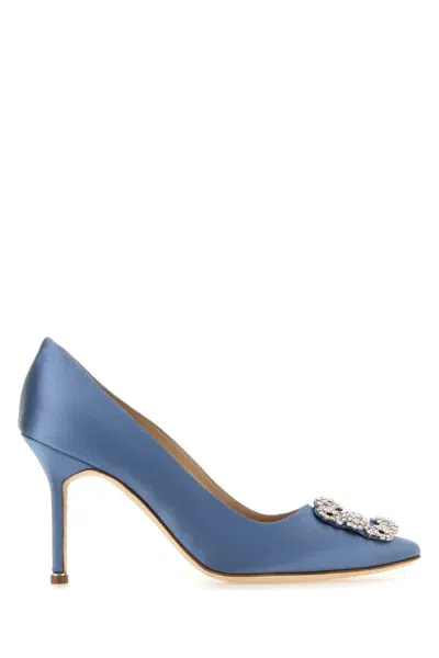 Manolo Blahnik Air Force Blue Satin Hangisi Pumps