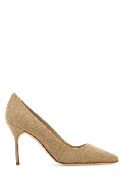 Manolo Blahnik Beige Fabric Bb Pumps In Brown